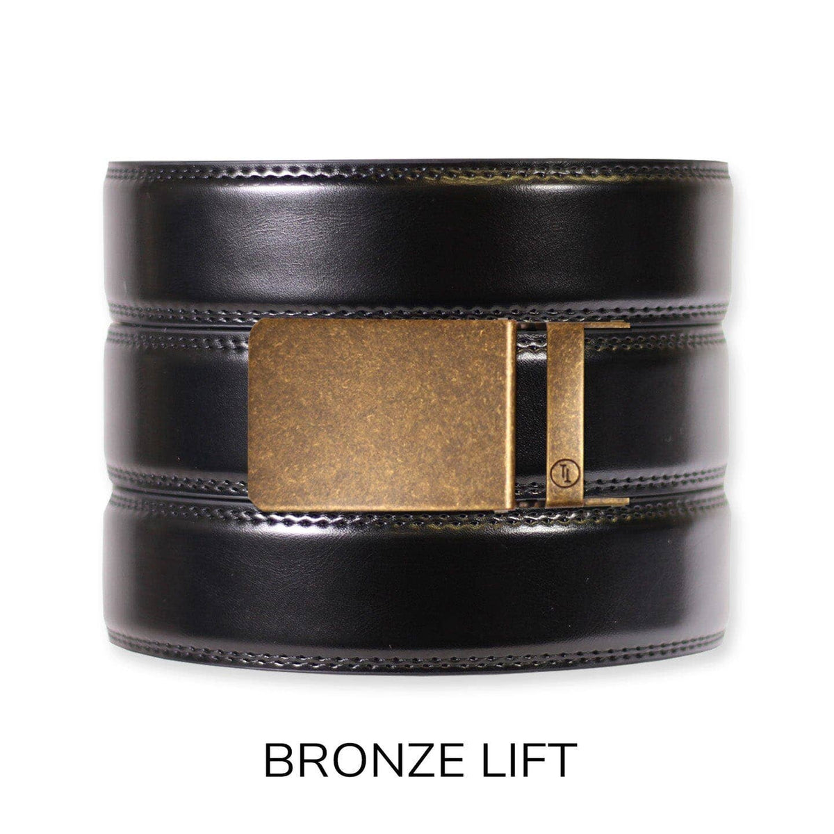 Tough Apparel Tough Apparel - Gloss Black Leather Ratchet Belt & Buckle Set: Brushed Silver