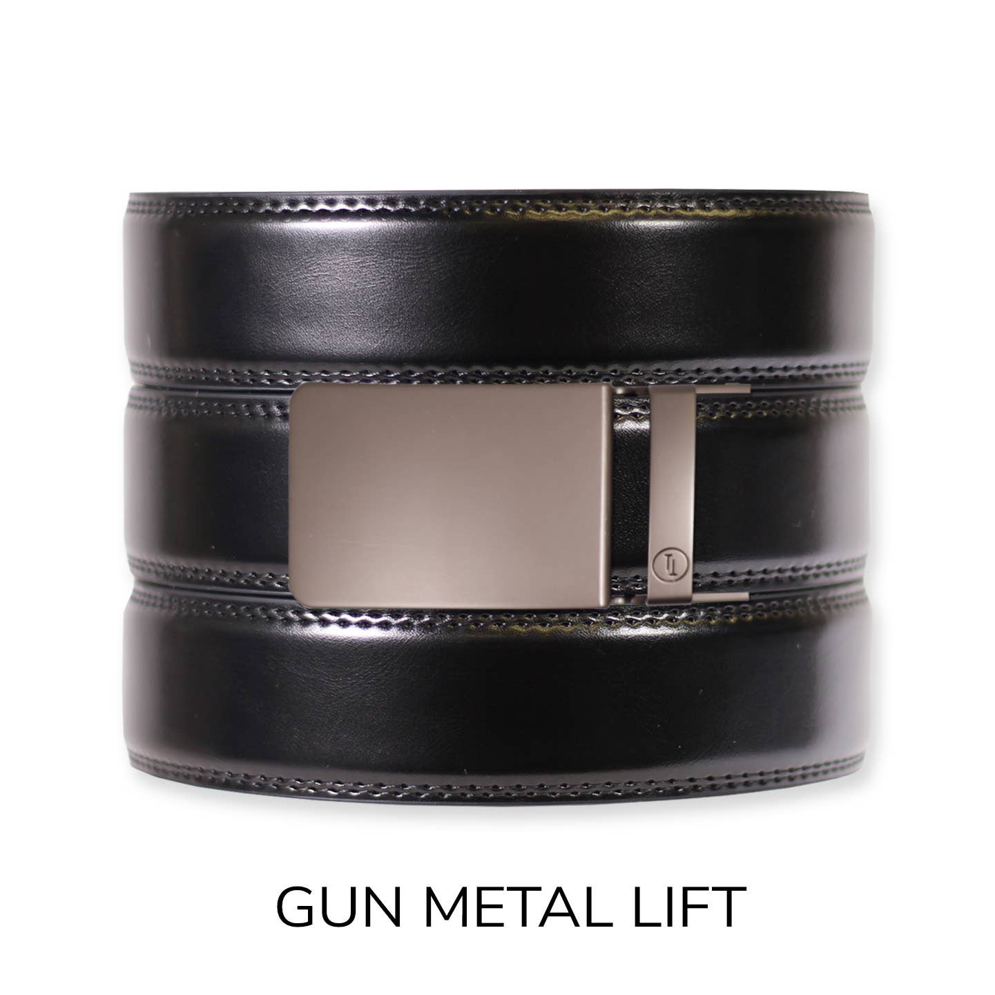 Tough Apparel Tough Apparel - Gloss Black Leather Ratchet Belt & Buckle Set: Gun Metal