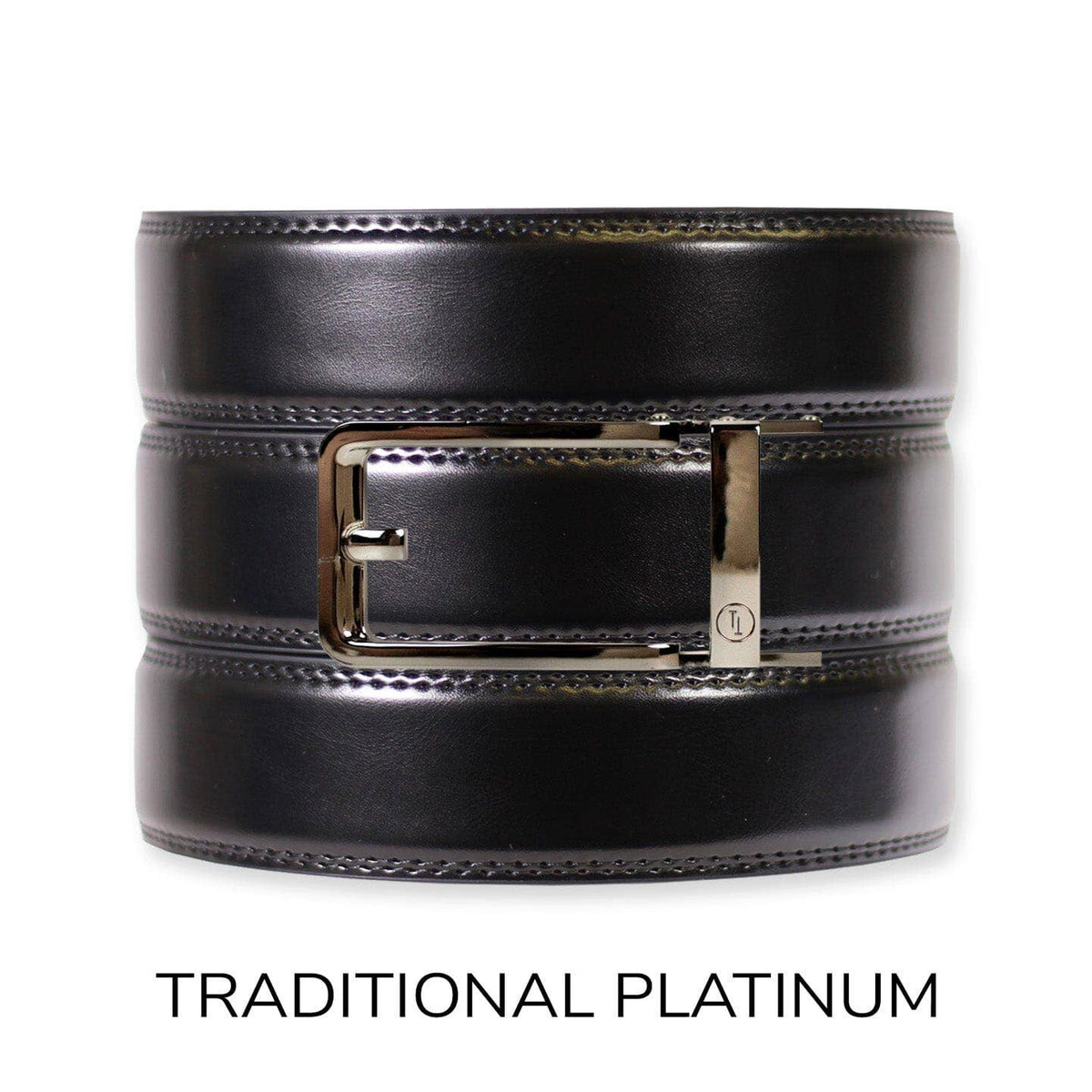 Tough Apparel Tough Apparel - Gloss Black Leather Ratchet Belt & Buckle Set: Traditional Gun Metal
