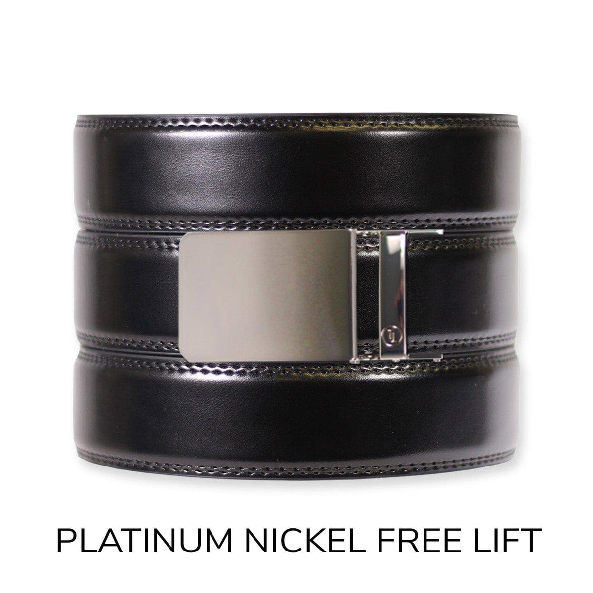 Tough Apparel Tough Apparel - Gloss Black Leather Ratchet Belt & Buckle Set: Traditional Gun Metal
