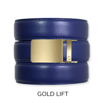 Tough Apparel Tough Apparel - Navy Leather Ratchet Belt & Buckle Set: Black / XL (Pant size 60 and below)