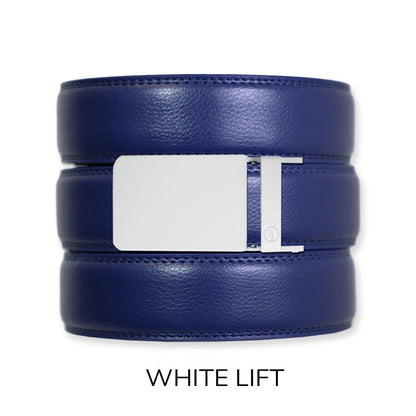 Tough Apparel Tough Apparel - Navy Leather Ratchet Belt & Buckle Set: Black / XL (Pant size 60 and below)