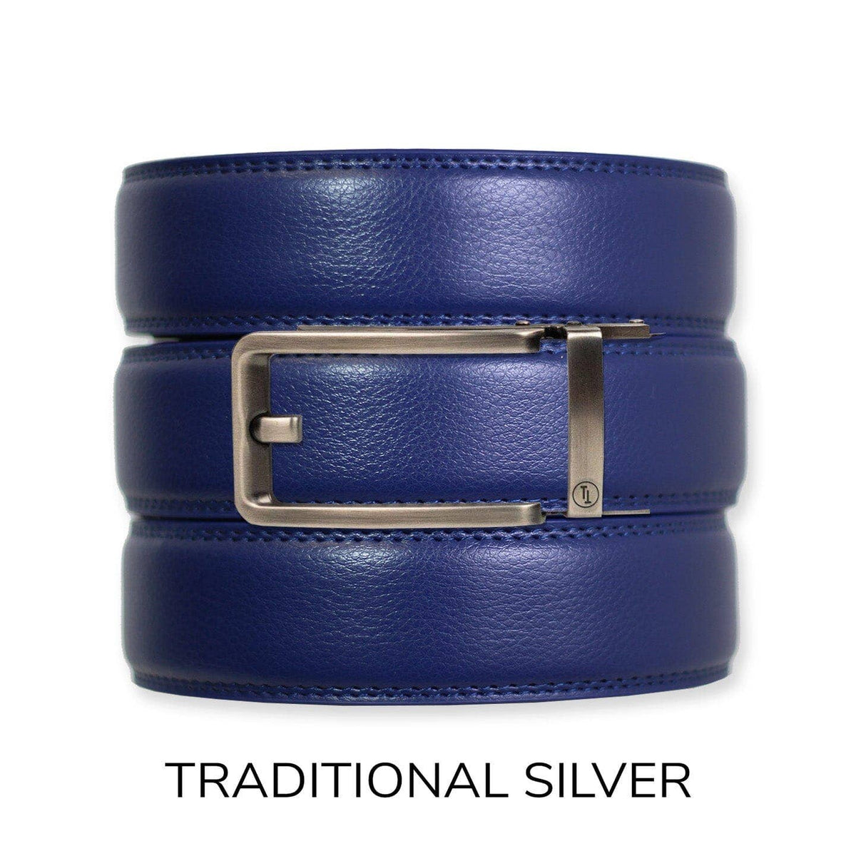 Tough Apparel Tough Apparel - Navy Leather Ratchet Belt & Buckle Set: Black / XL (Pant size 60 and below)