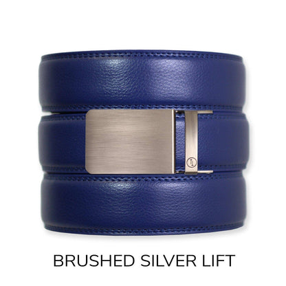 Tough Apparel Tough Apparel - Navy Leather Ratchet Belt & Buckle Set: Black / XL (Pant size 60 and below)