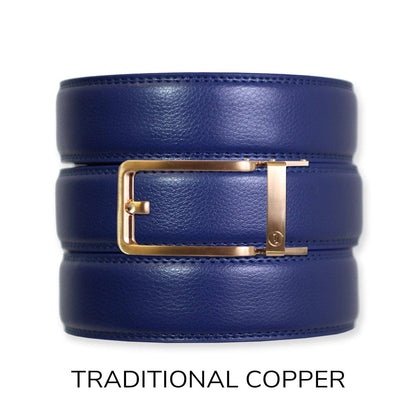 Tough Apparel Tough Apparel - Navy Leather Ratchet Belt & Buckle Set: Black / XL (Pant size 60 and below)
