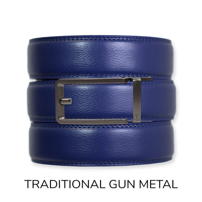 Tough Apparel Tough Apparel - Navy Leather Ratchet Belt & Buckle Set: Black / XL (Pant size 60 and below)