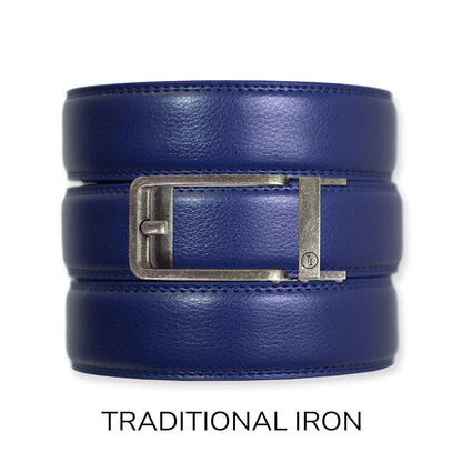 Tough Apparel Tough Apparel - Navy Leather Ratchet Belt & Buckle Set: Black / XL (Pant size 60 and below)