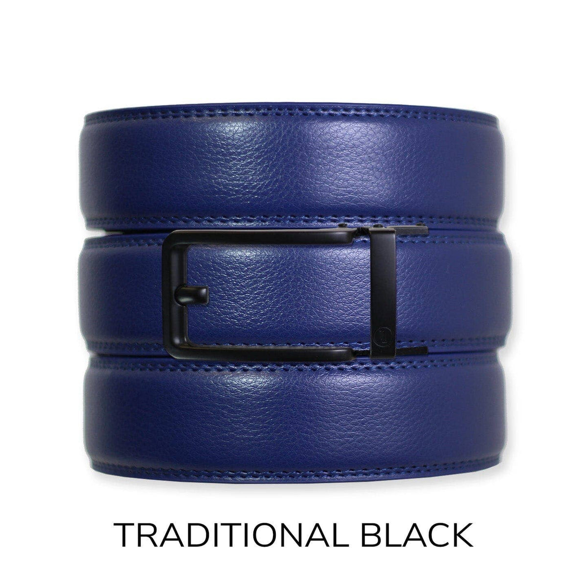 Tough Apparel Tough Apparel - Navy Leather Ratchet Belt & Buckle Set: Black / XL (Pant size 60 and below)