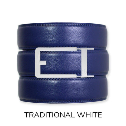 Tough Apparel Tough Apparel - Navy Leather Ratchet Belt & Buckle Set: Black / XL (Pant size 60 and below)