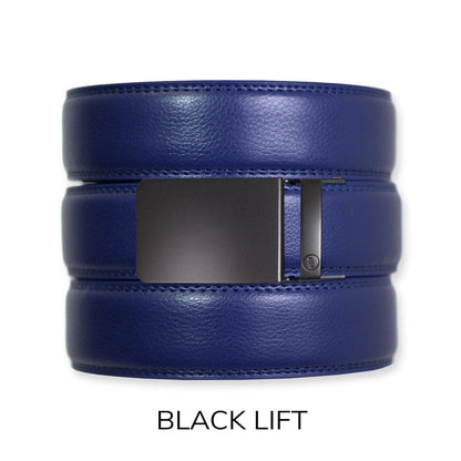 Tough Apparel Tough Apparel - Navy Leather Ratchet Belt & Buckle Set: Black / XL (Pant size 60 and below)