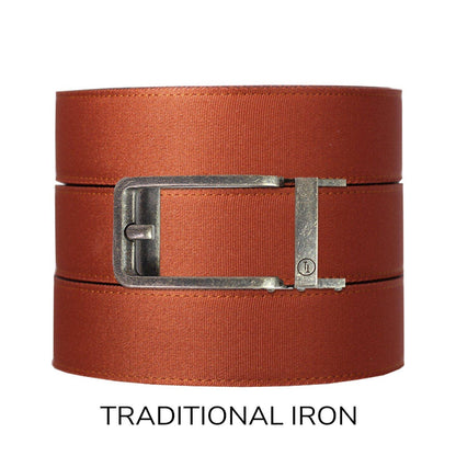 Tough Apparel Tough Apparel - Rust Canvas+ Ratchet Belt & Buckle Set: Brushed Gold