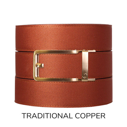 Tough Apparel Tough Apparel - Rust Canvas+ Ratchet Belt & Buckle Set: Brushed Gold