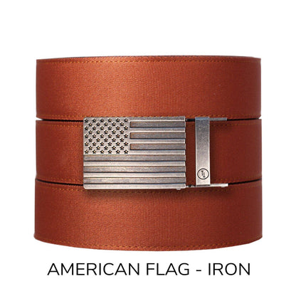 Tough Apparel Tough Apparel - Rust Canvas+ Ratchet Belt & Buckle Set: Brushed Gold