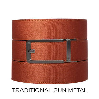 Tough Apparel Tough Apparel - Rust Canvas+ Ratchet Belt & Buckle Set: Brushed Gold