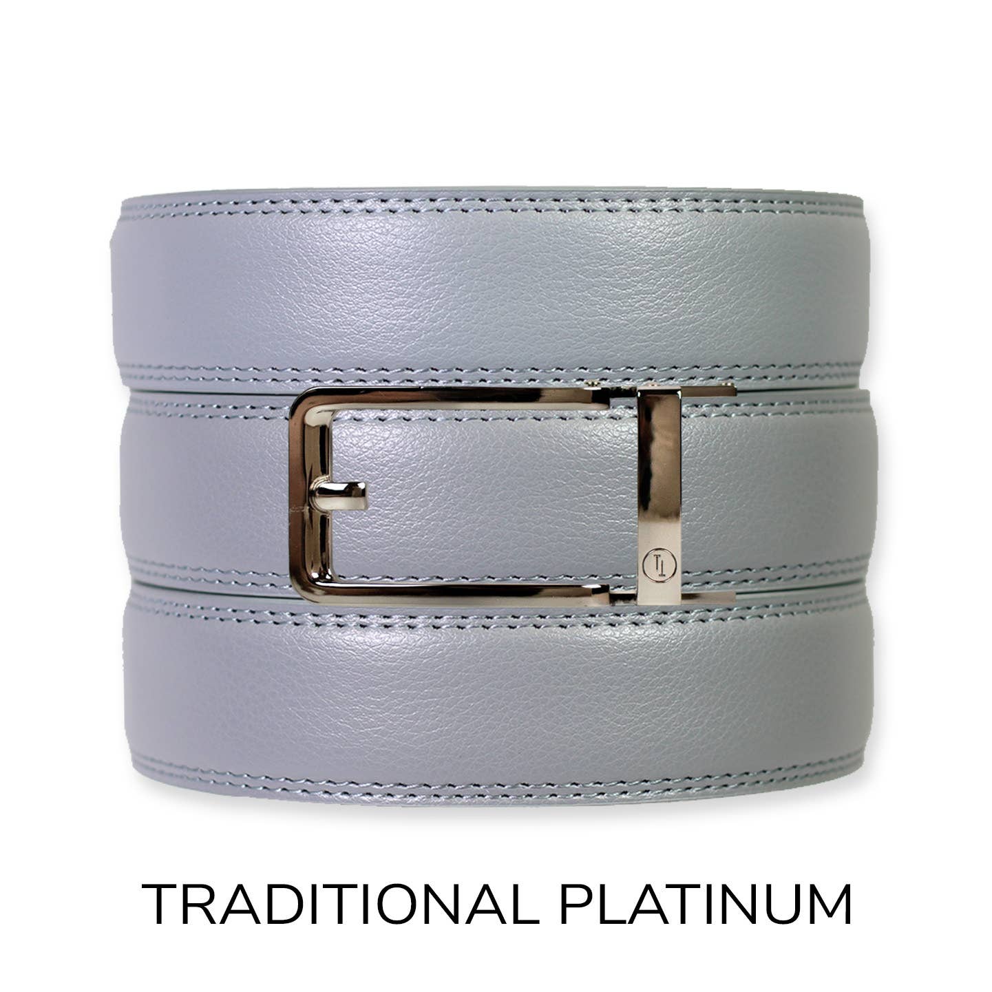 Tough Apparel Tough Apparel - Slate Leather Ratchet Belt & Buckle Set: Traditional Platinum