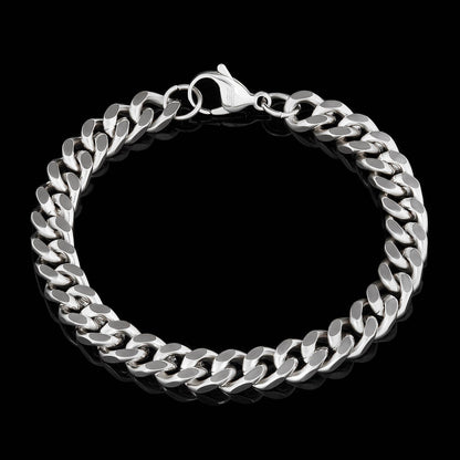 West Coast Jewelry Bracelet West Coast Jewelry - Invicta Jewelry Curb Chain Steel Bracelet (8.5mm) - 8.5": Silver