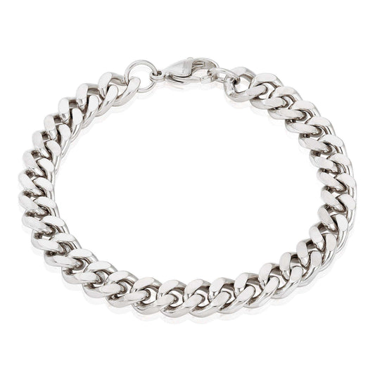 West Coast Jewelry Bracelet West Coast Jewelry - Invicta Jewelry Curb Chain Steel Bracelet (8.5mm) - 8.5": Silver