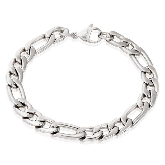 West Coast Jewelry Bracelet West Coast Jewelry - Invicta Jewelry Figaro Chain Steel Bracelet (9.3mm) - 8.75": Silver