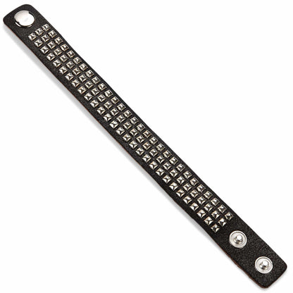 West Coast Jewelry West Coast Jewelry - Black Leather Studded Cuff Bracelet