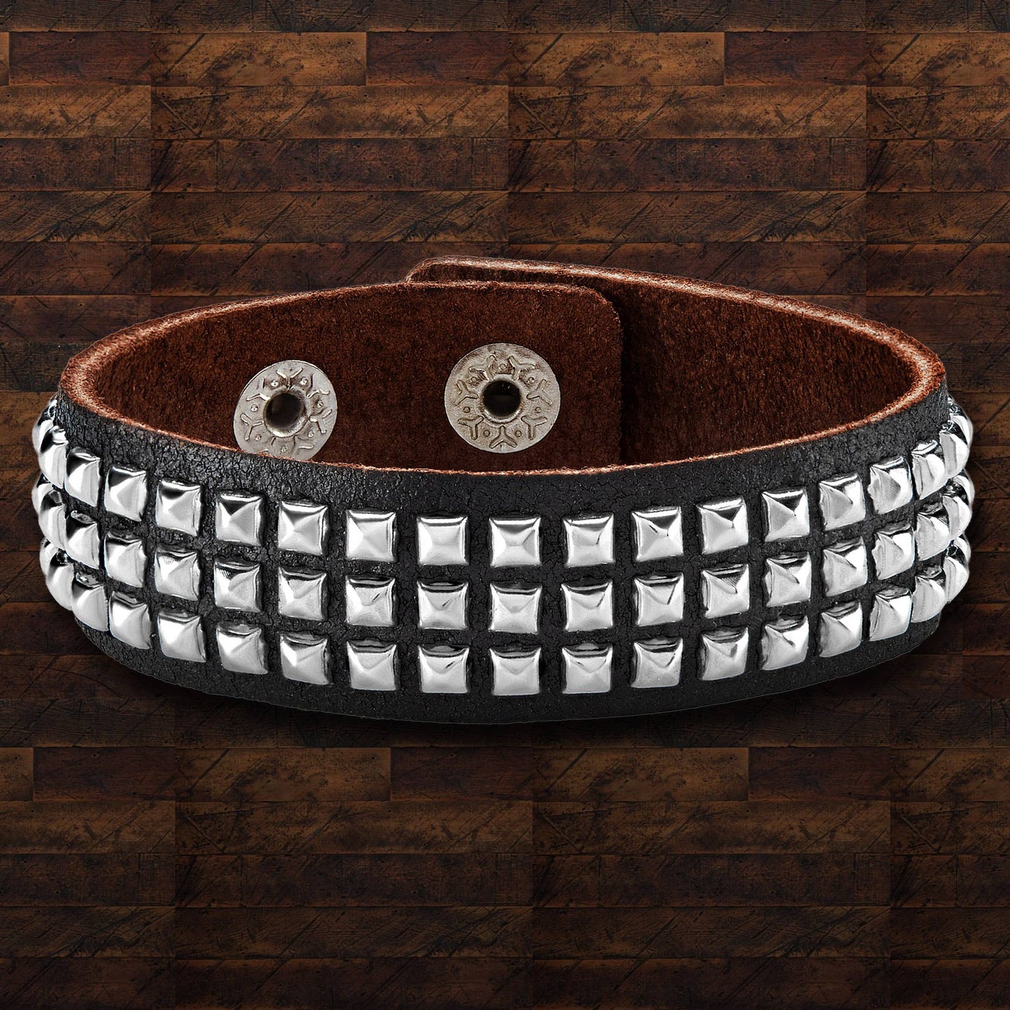 West Coast Jewelry West Coast Jewelry - Black Leather Studded Cuff Bracelet