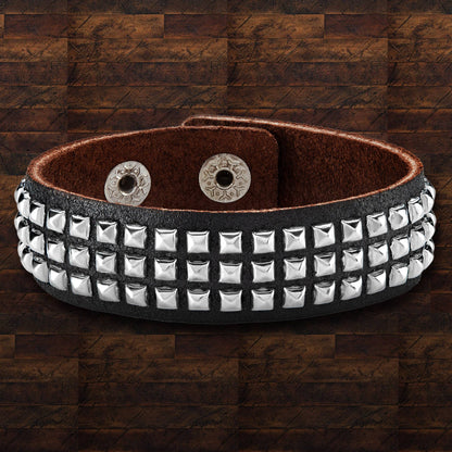West Coast Jewelry West Coast Jewelry - Black Leather Studded Cuff Bracelet