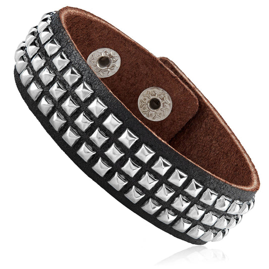 West Coast Jewelry West Coast Jewelry - Black Leather Studded Cuff Bracelet