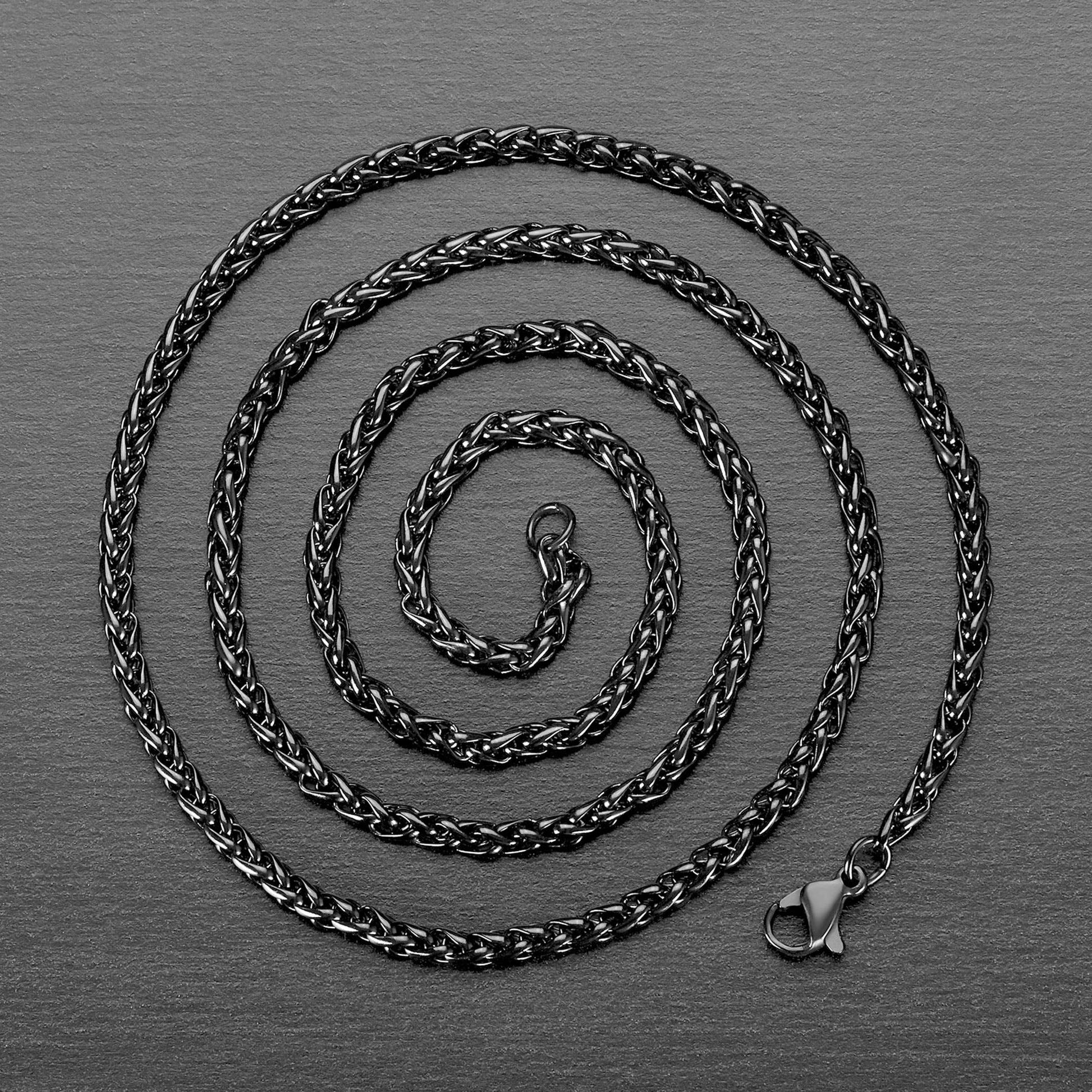 West Coast Jewelry West Coast Jewelry - Black Plated Stainless Steel Spiga Necklace (3mm) - 24"