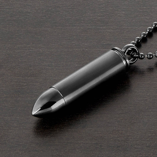 West Coast Jewelry West Coast Jewelry - Bullet Capsule Stainless Steel Pendant: Black