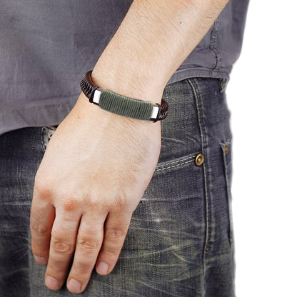 West Coast Jewelry West Coast Jewelry - Colored Twine Woven Black Leather Bracelet