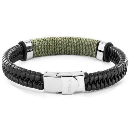 West Coast Jewelry West Coast Jewelry - Colored Twine Woven Black Leather Bracelet