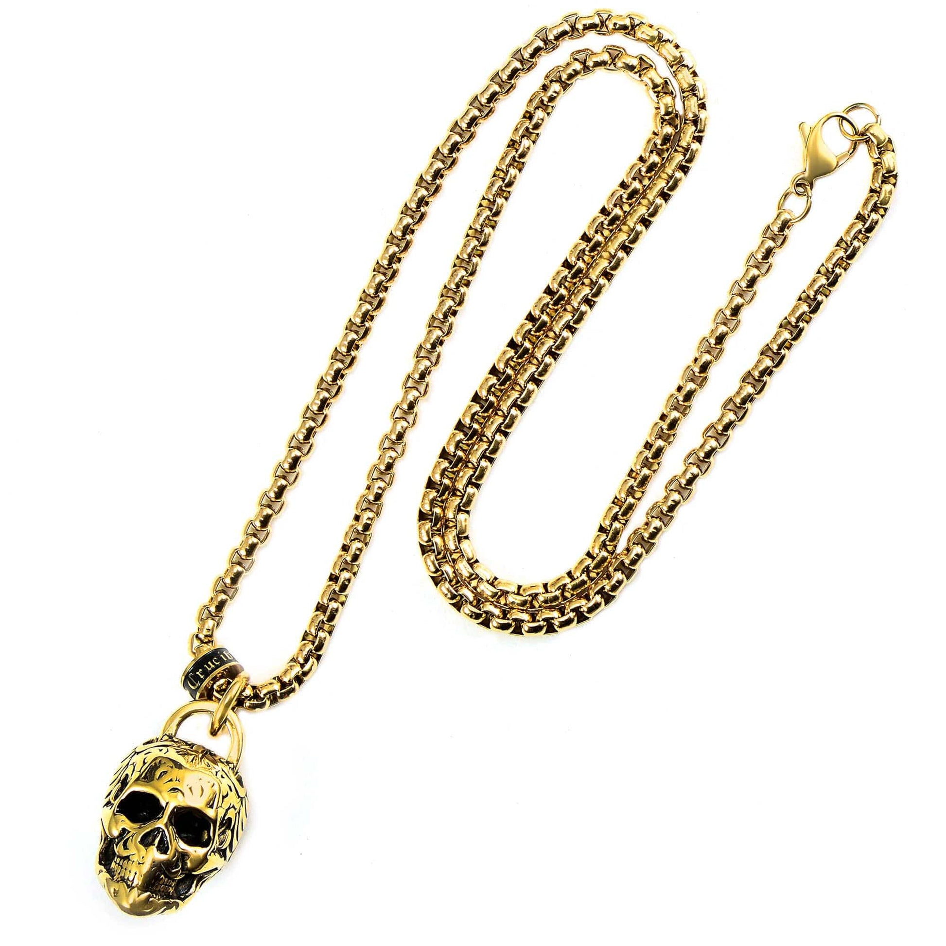 West Coast Jewelry West Coast Jewelry - Crucible 38mm Large Skull Pendant Necklace - 24": Black