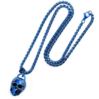 West Coast Jewelry West Coast Jewelry - Crucible 38mm Large Skull Pendant Necklace - 24": Black