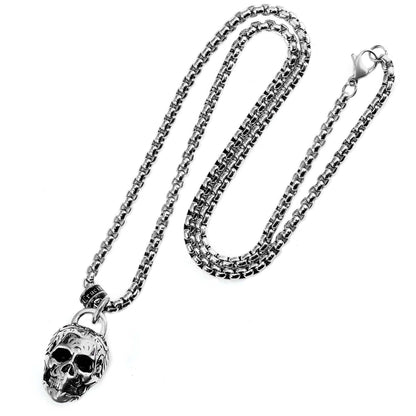 West Coast Jewelry West Coast Jewelry - Crucible 38mm Large Skull Pendant Necklace - 24": Gold