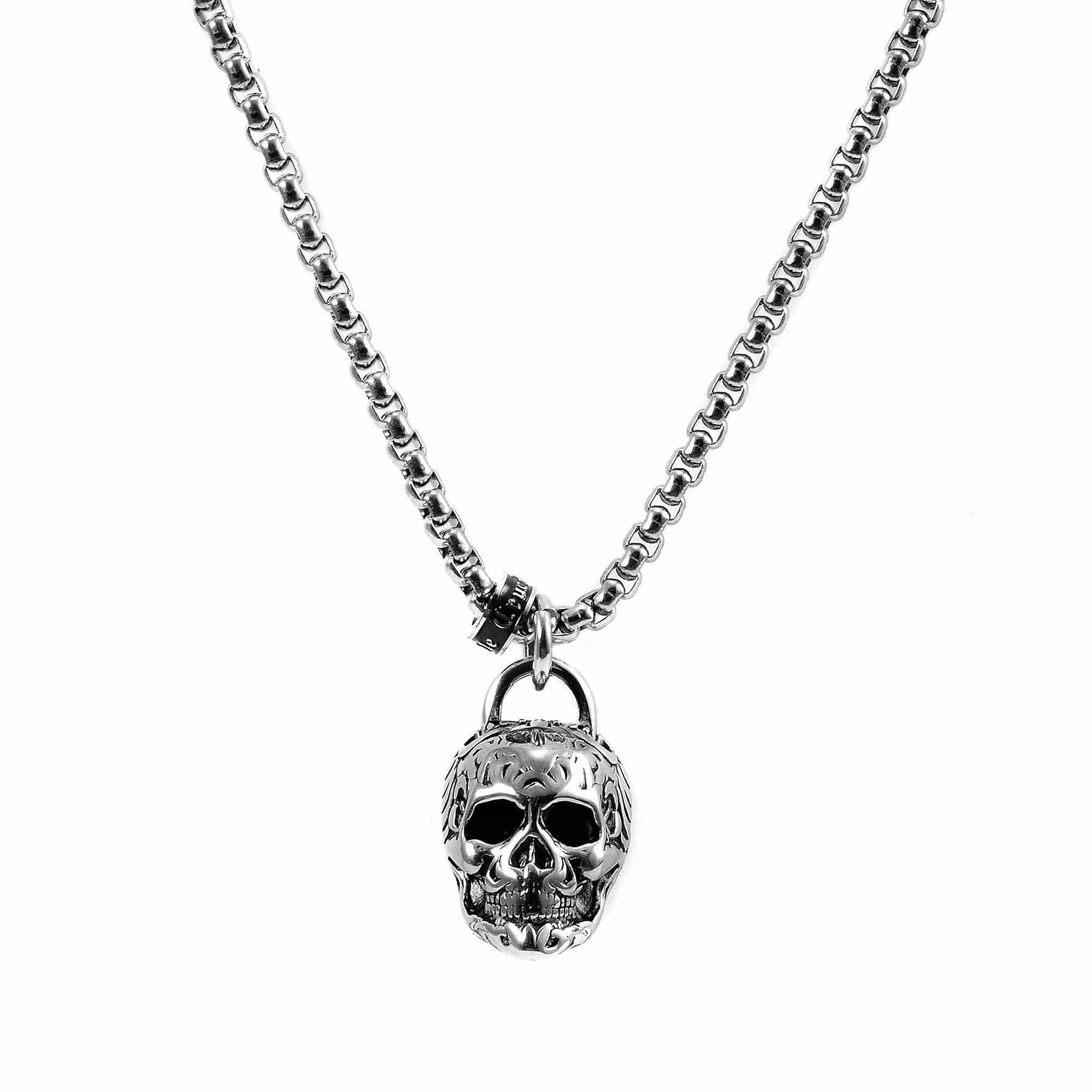 West Coast Jewelry West Coast Jewelry - Crucible 38mm Large Skull Pendant Necklace - 24": Silver