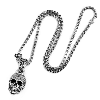 West Coast Jewelry West Coast Jewelry - Crucible 62mm Extra Large Skull Pendant Necklace - 24": Silver