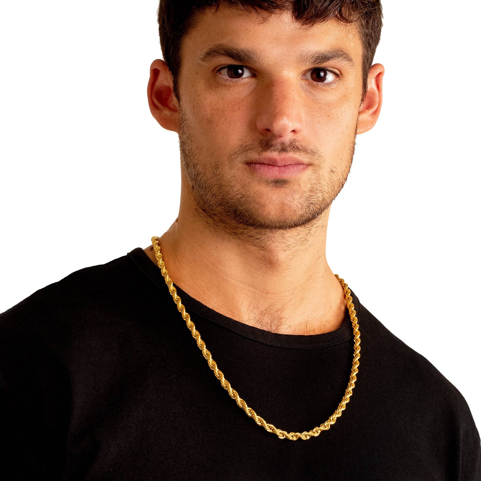 West Coast Jewelry West Coast Jewelry - Crucible 6mm Rope Chain Stainless Steel Necklace - 26": Gold