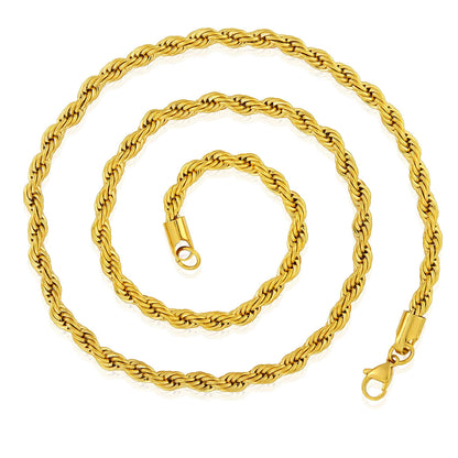 West Coast Jewelry West Coast Jewelry - Crucible 6mm Rope Chain Stainless Steel Necklace - 26": Gold
