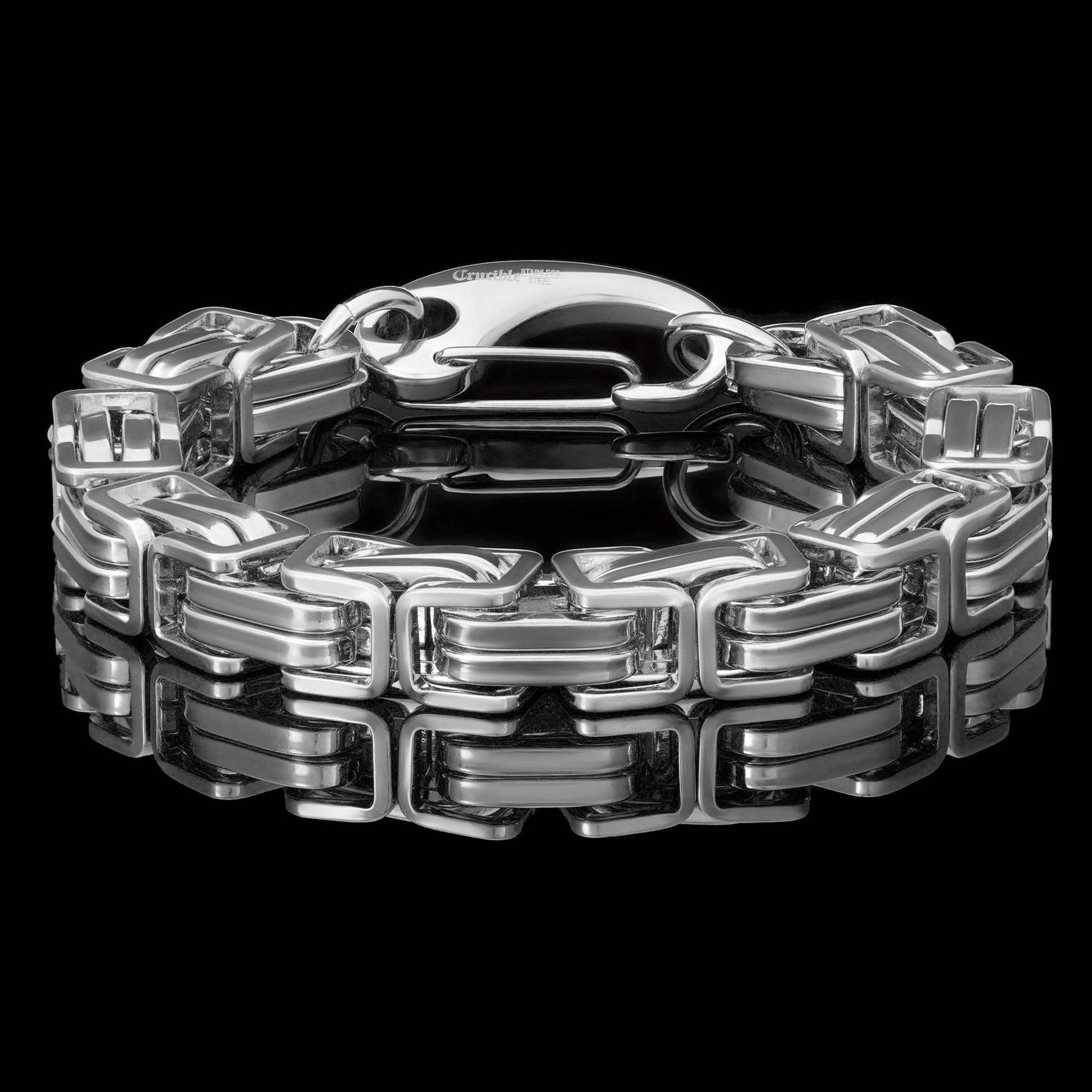 West Coast Jewelry West Coast Jewelry - Crucible Byzantine Chain Stainless Steel Bracelet (11mm): Silver / 9