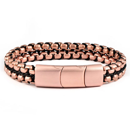 West Coast Jewelry West Coast Jewelry - Crucible Matte Finish Stainless Steel Box Chain Bracelet: Gold
