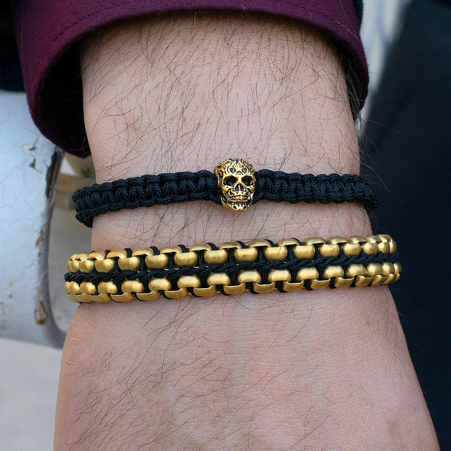 West Coast Jewelry West Coast Jewelry - Crucible Matte Finish Stainless Steel Box Chain Bracelet: Gold