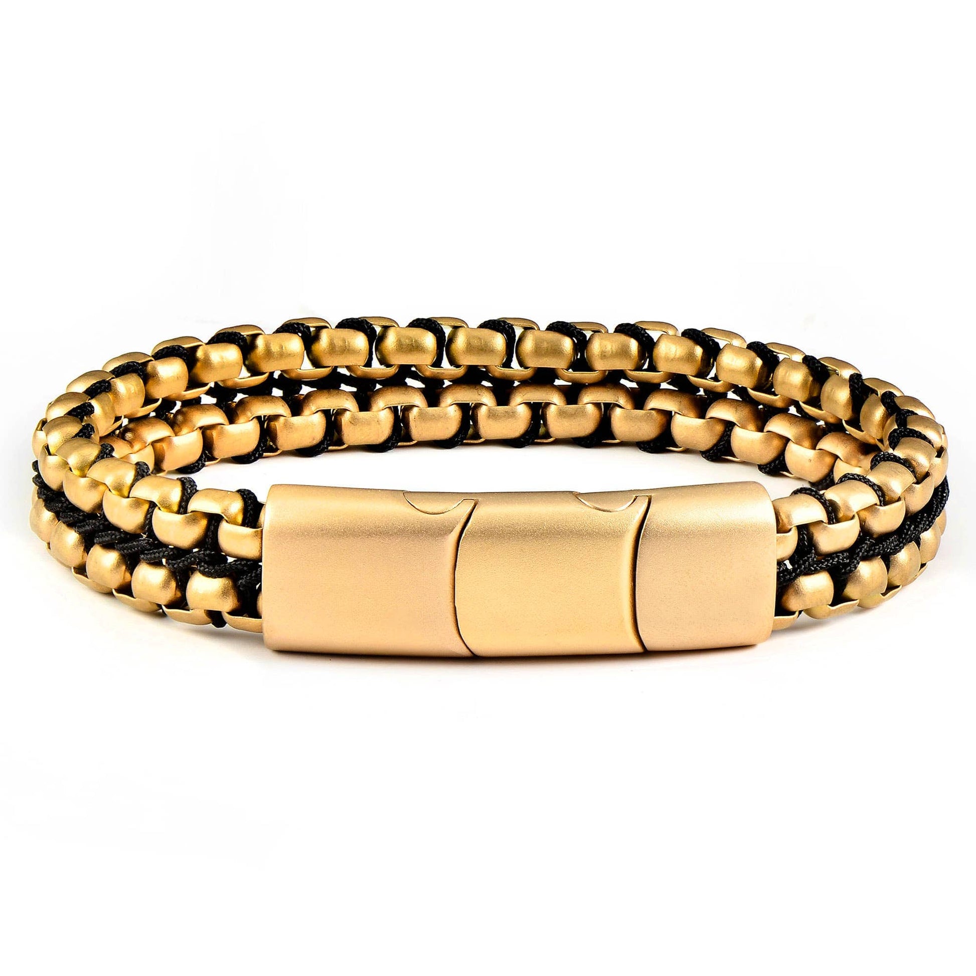 West Coast Jewelry West Coast Jewelry - Crucible Matte Finish Stainless Steel Box Chain Bracelet: Gold