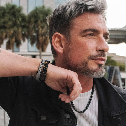 West Coast Jewelry West Coast Jewelry - Crucible Natural Stone Beaded Leather Bracelet - 8.25": Wood and Ebony Wood
