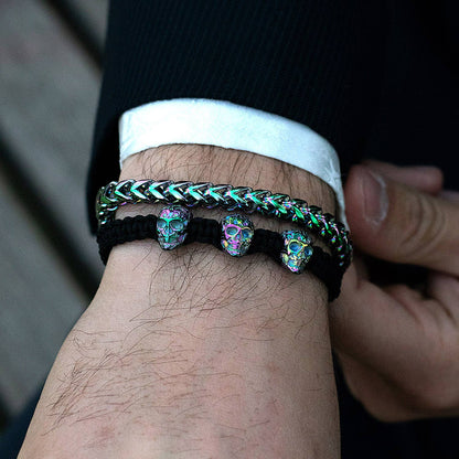 West Coast Jewelry West Coast Jewelry - Crucible Polished Stainless Steel Franco Chain Bracelet: Blue