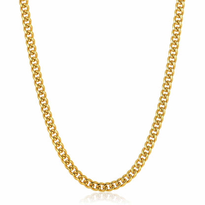 West Coast Jewelry West Coast Jewelry - Crucible Rounded Curb Chain Steel Necklace (7mm) - 26": Gold