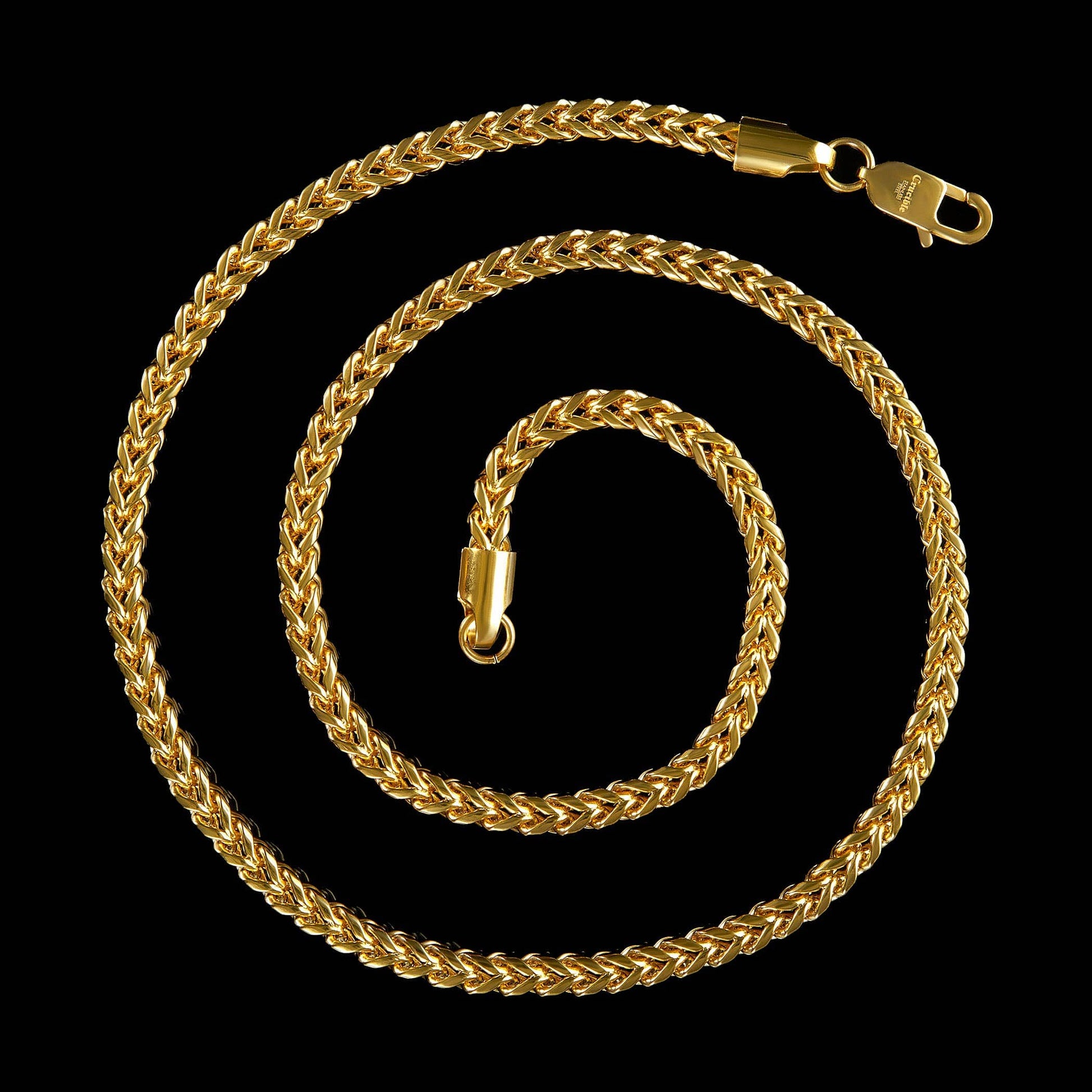 West Coast Jewelry West Coast Jewelry - Crucible Rounded Franco Chain Steel Necklace (5mm) - 24": Gold