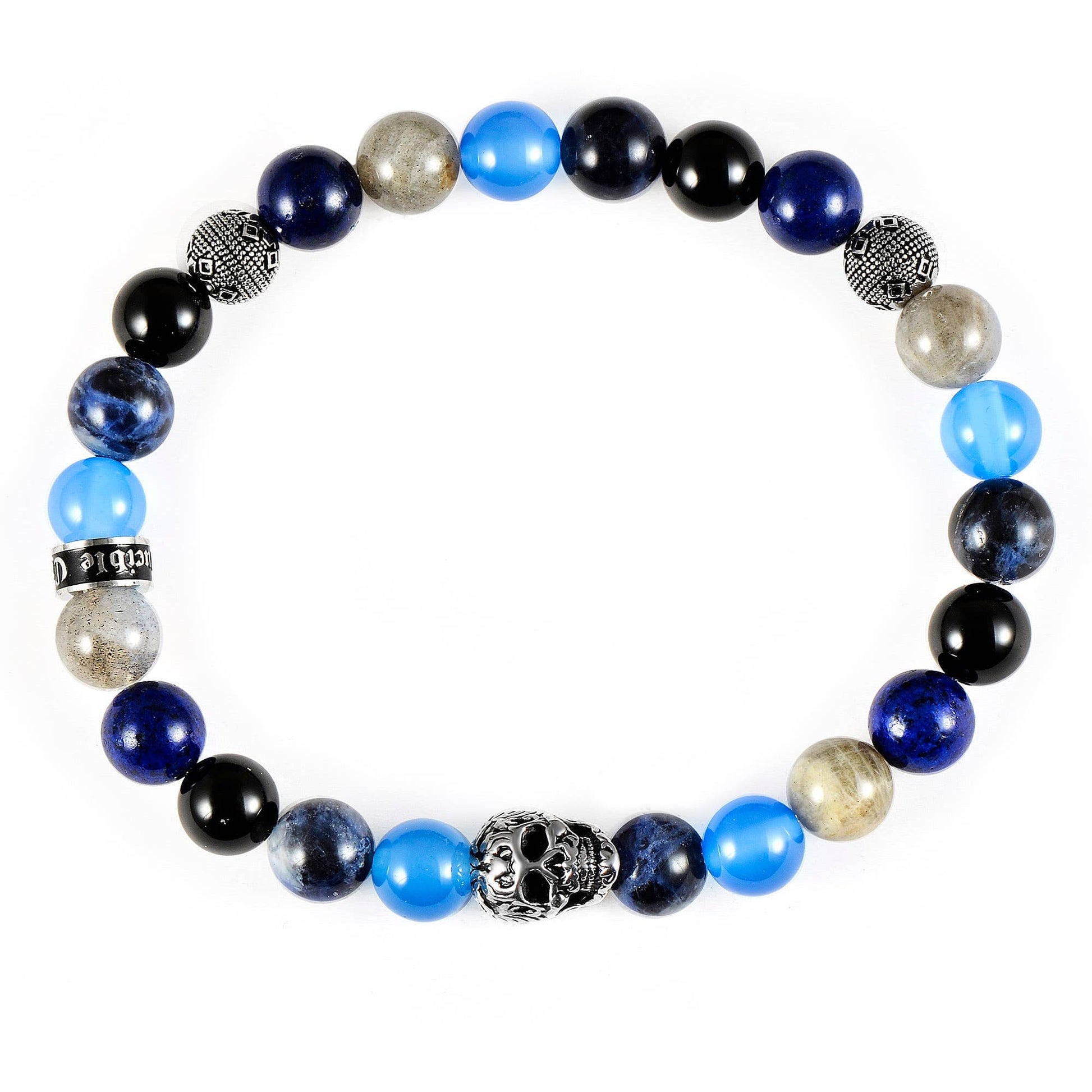 West Coast Jewelry West Coast Jewelry - Crucible Skull Sodalite and Mixed Stone Stretch Bracelet: 10mm