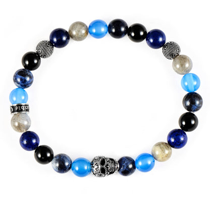 West Coast Jewelry West Coast Jewelry - Crucible Skull Sodalite and Mixed Stone Stretch Bracelet: 10mm