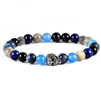 West Coast Jewelry West Coast Jewelry - Crucible Skull Sodalite and Mixed Stone Stretch Bracelet: 10mm