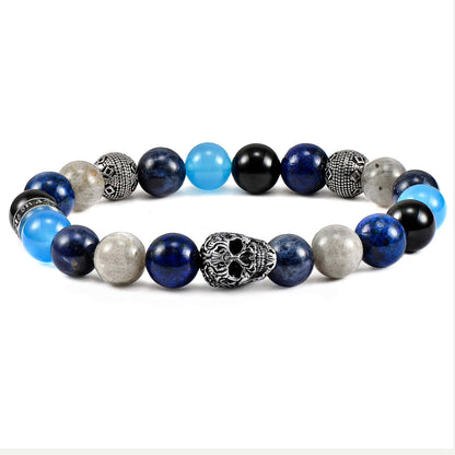 West Coast Jewelry West Coast Jewelry - Crucible Skull Sodalite and Mixed Stone Stretch Bracelet: 10mm