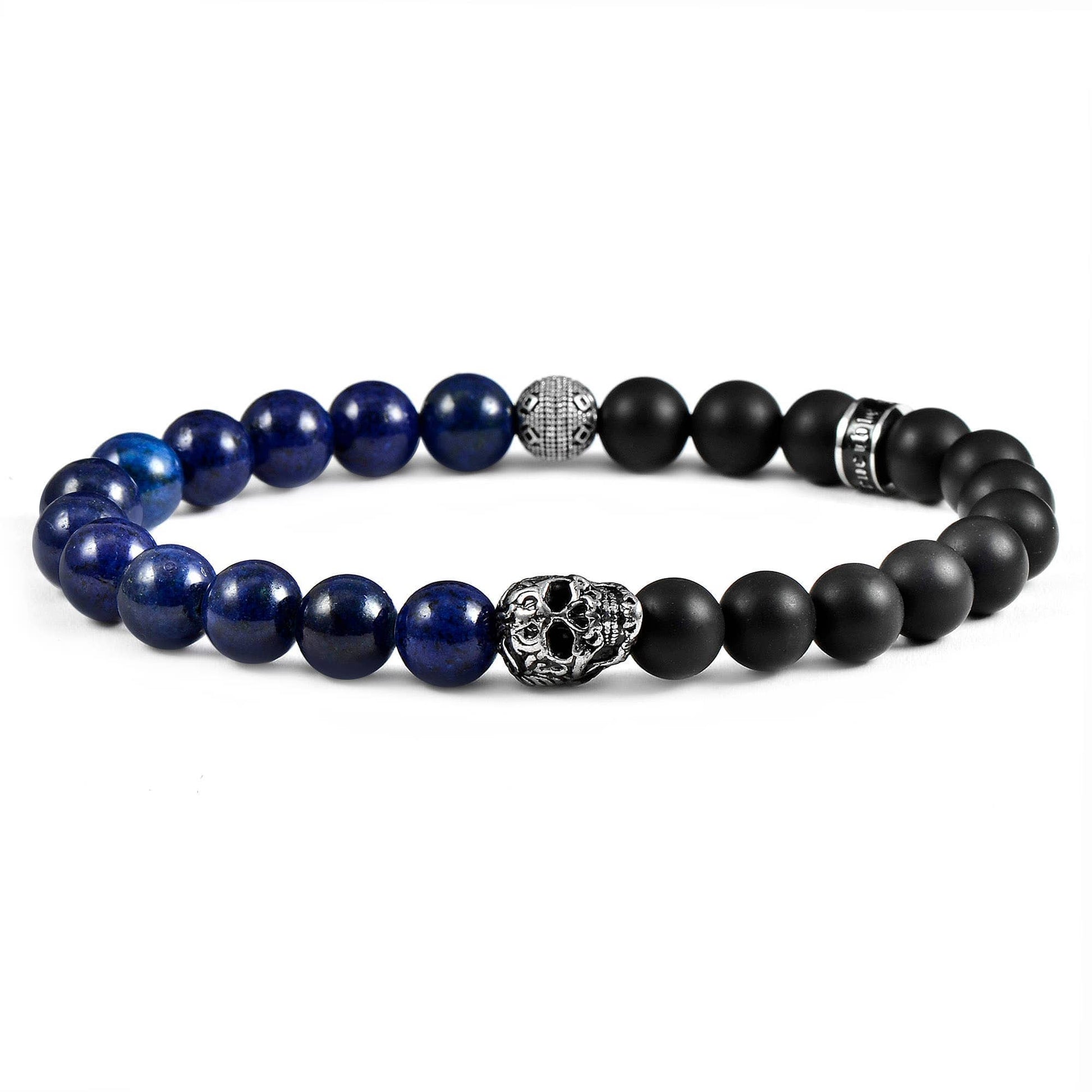 West Coast Jewelry West Coast Jewelry - Crucible Skull Stone and Matte Onyx Stretch Bracelet (8mm): Matte Onyx